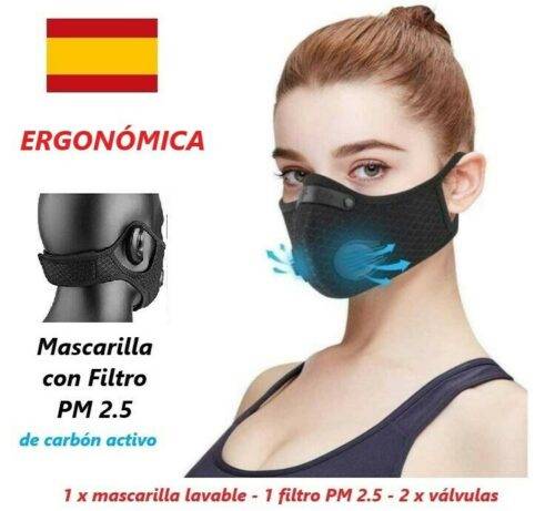 Producto común ✅ Mascarilla ergonómica con filtro PM2.5 de Carbón Activo, Mascarilla higiénica